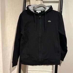 Lacoste zip up hoodie in black
